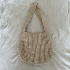 Knitted Woven Tote Bag - Cream